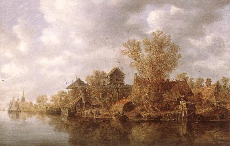 GOYEN, Jan van Village at the River sg oil painting picture